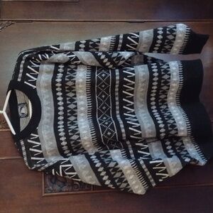 Men's Atlantic Traders Sweater Black Gray  Fair Isle Style XL